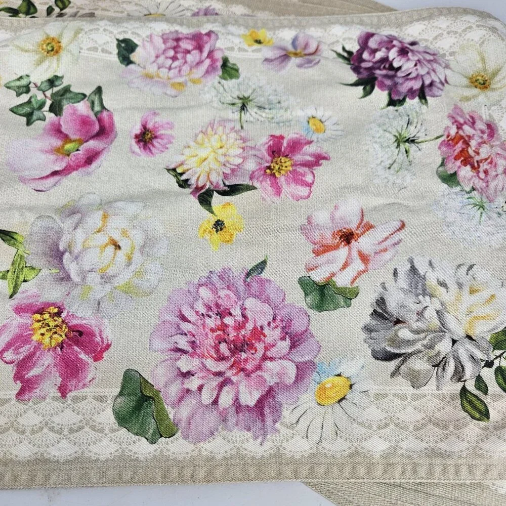 Maison D' Hermine Spring Pink Floral Cotton Placemats Set 4 Dining Table Decor